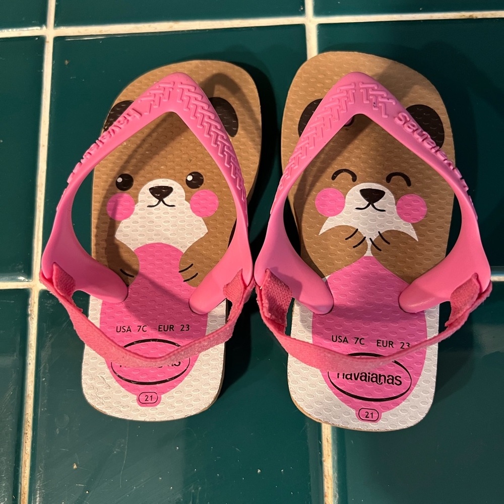 Havaianas toddler 7c pink flip flops